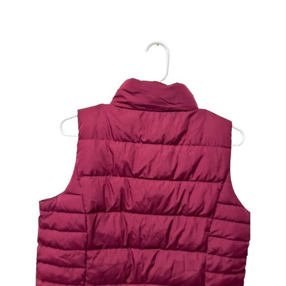 Land's End Maroon Puffer Full Zip Mock Neck Winter Puffer Holiday Vest size s - Picture 4 of 11